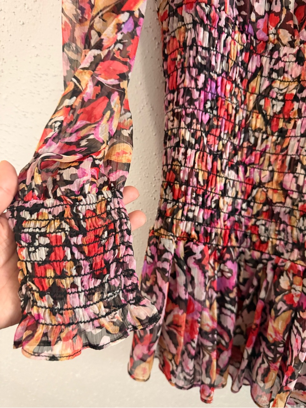 Misa Los Angeles Pink Floral Smocked Mini Dress - Picture 9 of 14